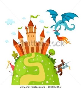 stock-vector-vector-illustration-of-a-knight-dragon-and-princess-138067055